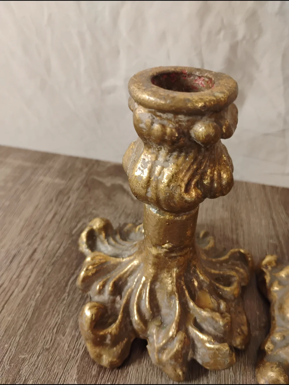 Vintage Metal Ornate Taper Candle Holder Set